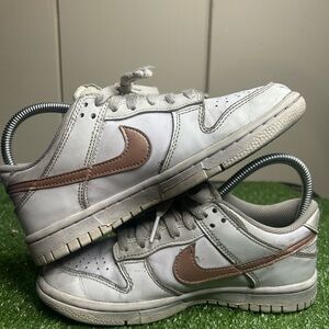Size 3.5Y / 5W- Nike Dunk Low GS White/Metallic Red Bronze"